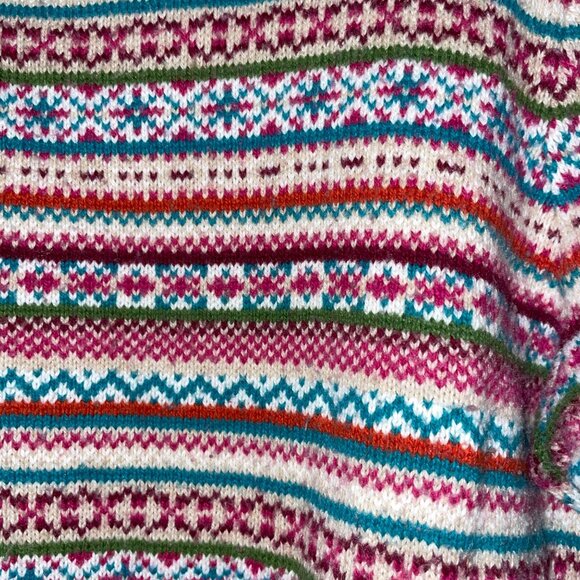 Talbots Fair Isle Multicolor Sweater LP Cotton Acrylic Nylon Blend - Picture 2 of 7